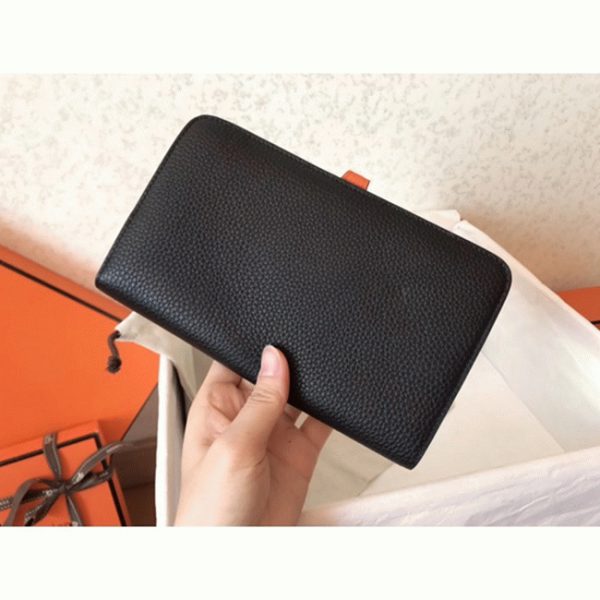 Faux Luxe Portefeuille Dogon Duo Hermès Noir/Orange – Image 6