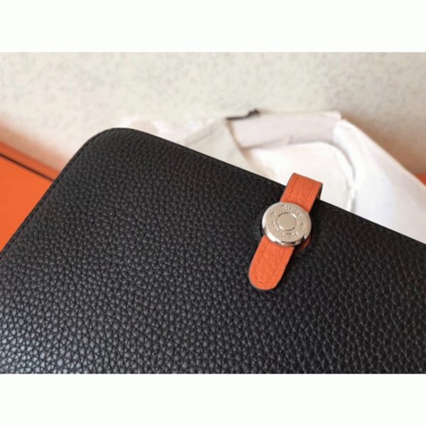 Faux Luxe Portefeuille Dogon Duo Hermès Noir/Orange – Image 5