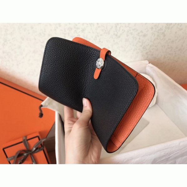Faux Luxe Portefeuille Dogon Duo Hermès Noir/Orange – Image 4