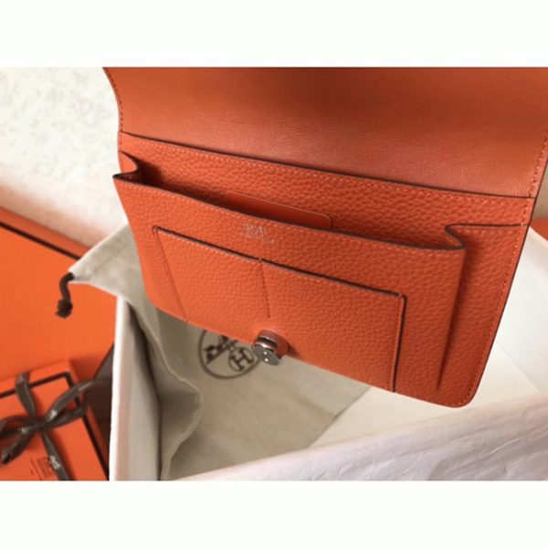Faux Luxe Portefeuille Dogon Duo Hermès Noir/Orange – Image 2