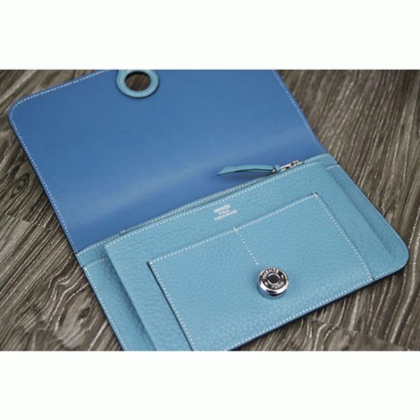 Réplique Portefeuille Dogon Combine Hermès Bleu Jean – Image 5