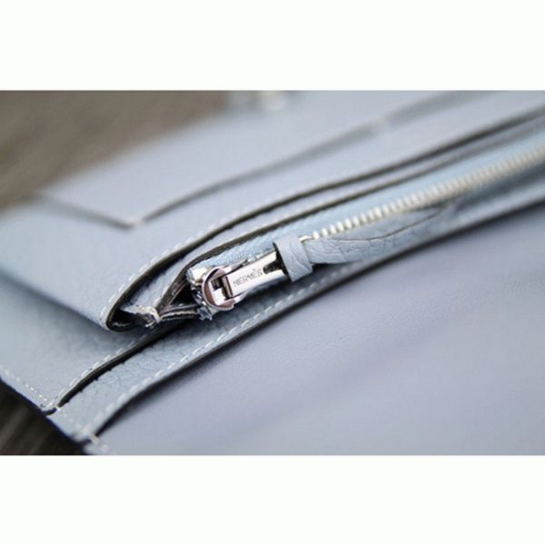 Meilleure Réplique Portefeuille Dogon Combine Hermès Bleu Lin – Image 8