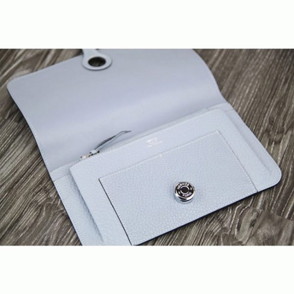 Meilleure Réplique Portefeuille Dogon Combine Hermès Bleu Lin – Image 4