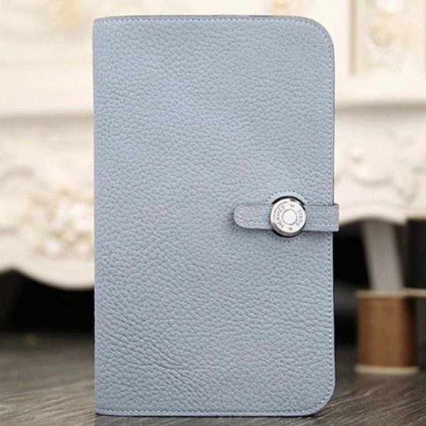Meilleure Réplique Portefeuille Dogon Combine Hermès Bleu Lin
