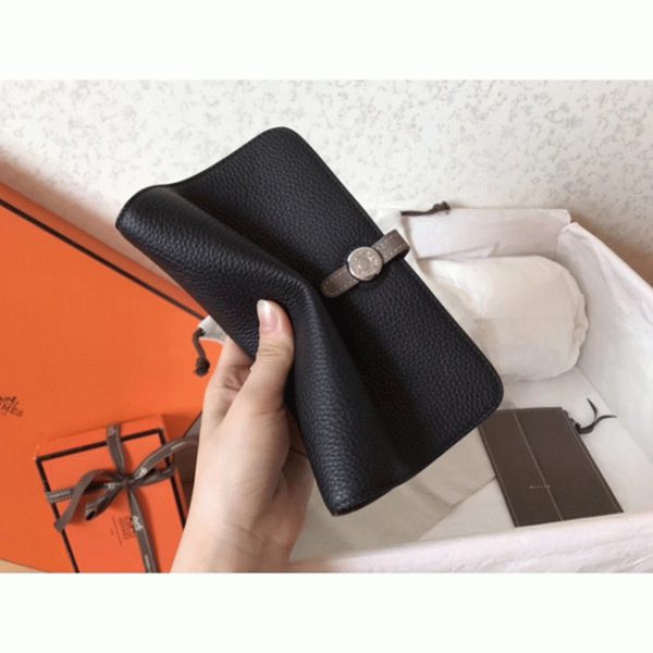 Contrefaçon Portefeuille Dogon Duo Hermès Noir/Taupe – Image 8
