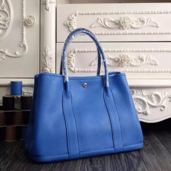 Top Réplique Hermès Garden Party 30cm Cabas Bleu – Image 7