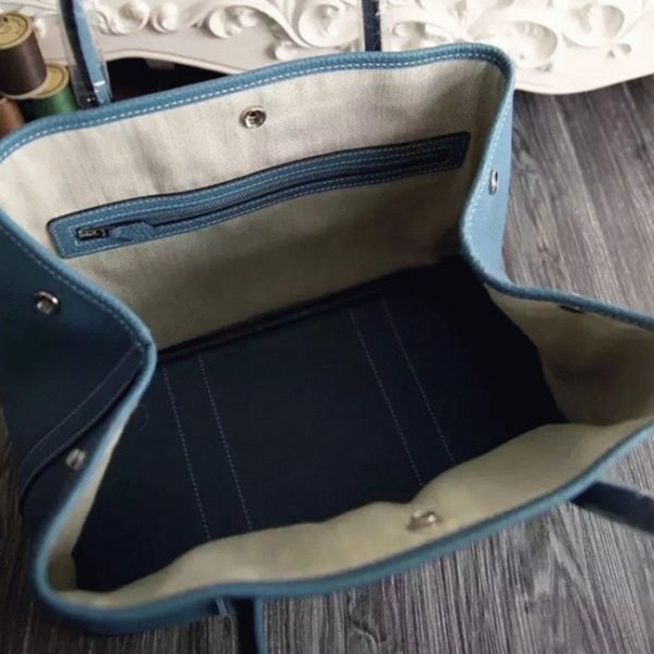 Fausse AAA Hermès Garden Party 30cm Cabas Bleu Jean – Image 6