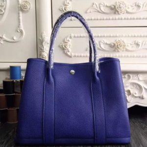 Fausse Hermès Garden Party 36cm Cabas Cuir Bleu électrique