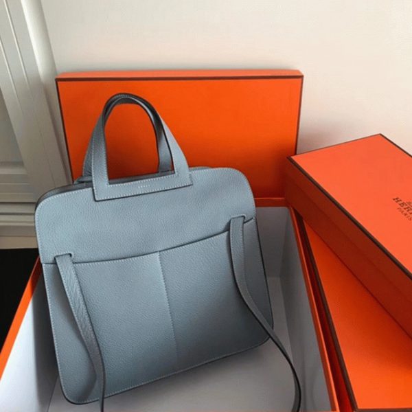 Copie Hermès Halzan Sac Bleu Lin – Image 8