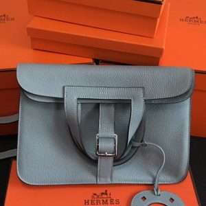 Copie Hermès Halzan Sac Bleu Lin
