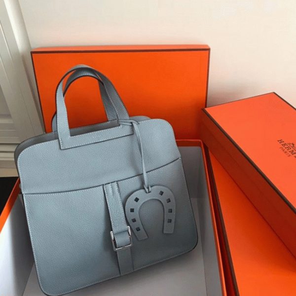 Copie Hermès Halzan Sac Bleu Lin – Image 2