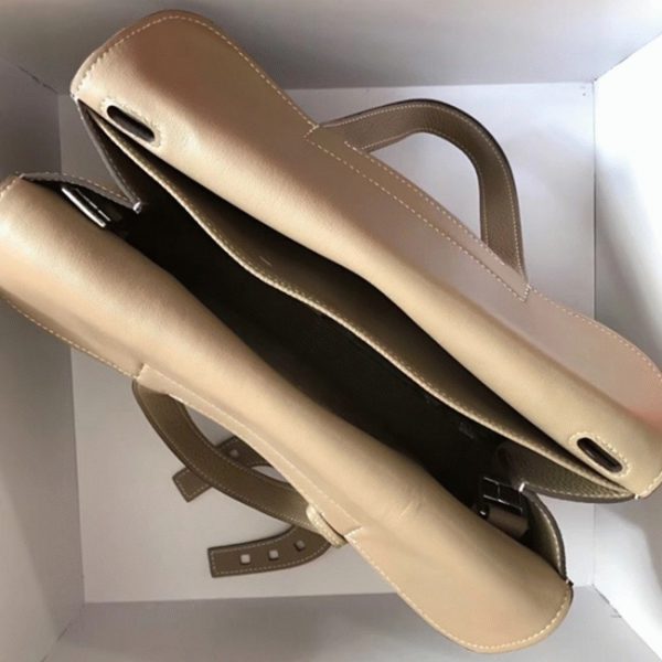 Réplique AAA Hermès Halzan Sac à Main Gris – Image 8