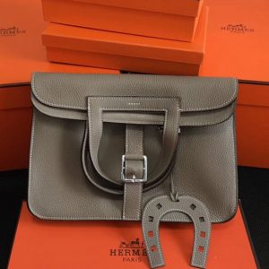 Réplique AAA Hermès Halzan Sac à Main Gris