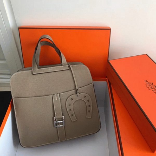 Réplique AAA Hermès Halzan Sac à Main Gris – Image 5