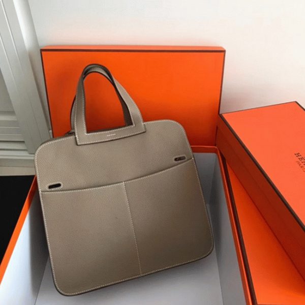 Réplique AAA Hermès Halzan Sac à Main Gris – Image 3