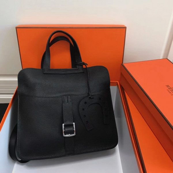 Réplique Hermès Halzan Sac à Main Noir – Image 8