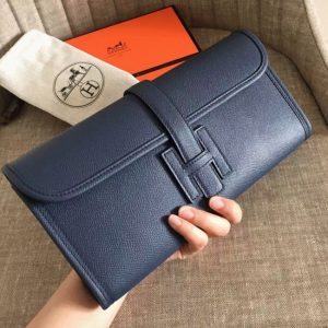 Haute Réplique Hermès Jige Elan Pochette Saphir Epsom