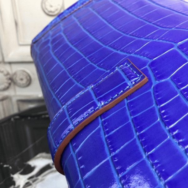 Réplique Hermès Jige Elan Pochette Cuir Crocodile Bleu électrique – Image 6
