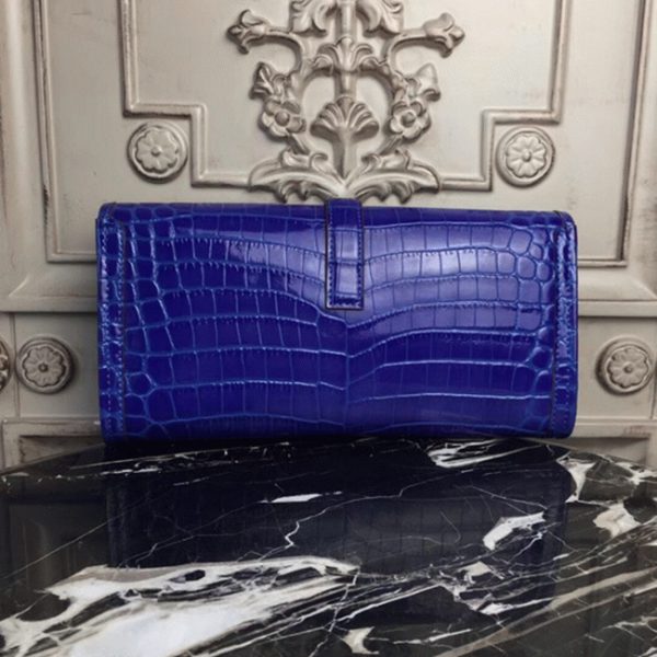 Réplique Hermès Jige Elan Pochette Cuir Crocodile Bleu électrique – Image 5