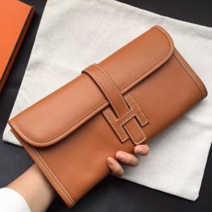 Pochette Hermès Jige Elan 29 - Imitation en cuir Swift Doré