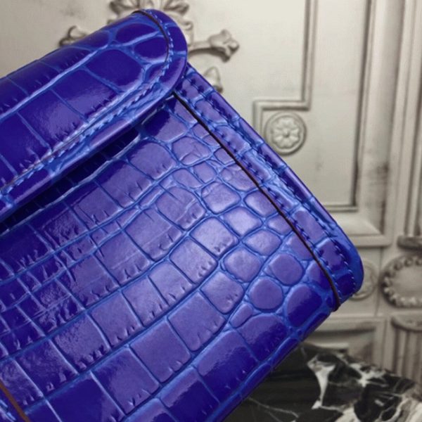 Réplique Hermès Jige Elan Pochette Cuir Crocodile Bleu électrique – Image 3