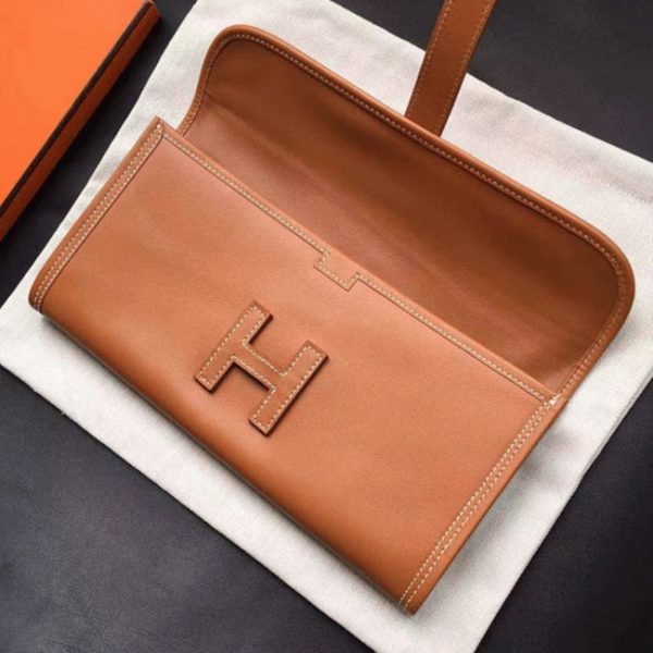 Pochette Hermès Jige Elan 29 - Imitation en cuir Swift Doré – Image 7