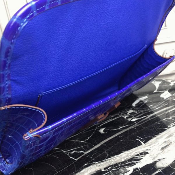Réplique Hermès Jige Elan Pochette Cuir Crocodile Bleu électrique – Image 2