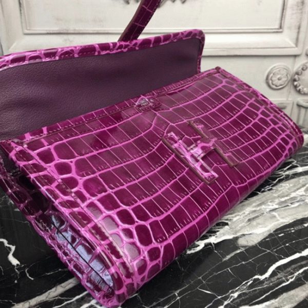 Contrefaçon Hermès Jige Elan 29 Pochette Crocodile Fuchsia – Image 4