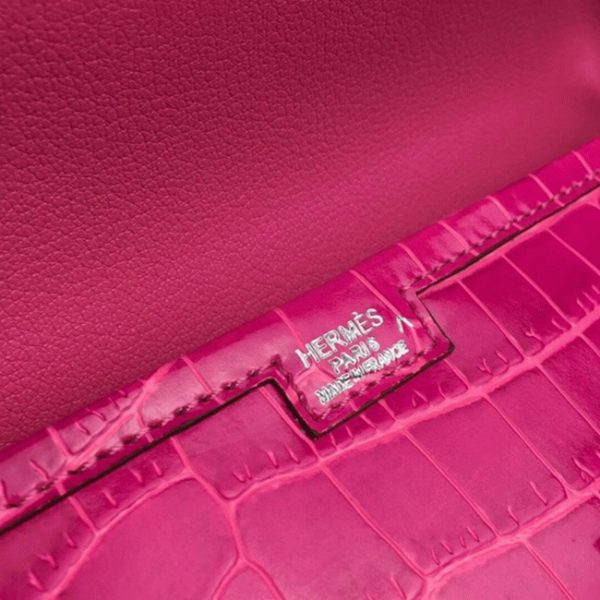Réplique Hermès Jige Elan 29 Pochette Cuir Crocodile Rouge Rose – Image 8