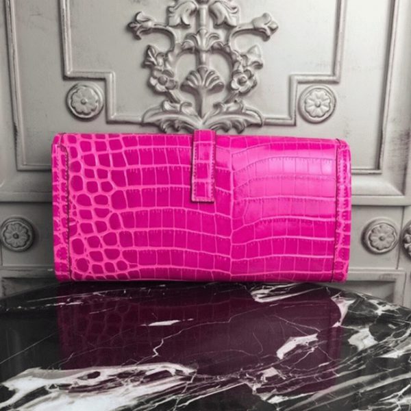 Réplique Hermès Jige Elan 29 Pochette Cuir Crocodile Rouge Rose – Image 7