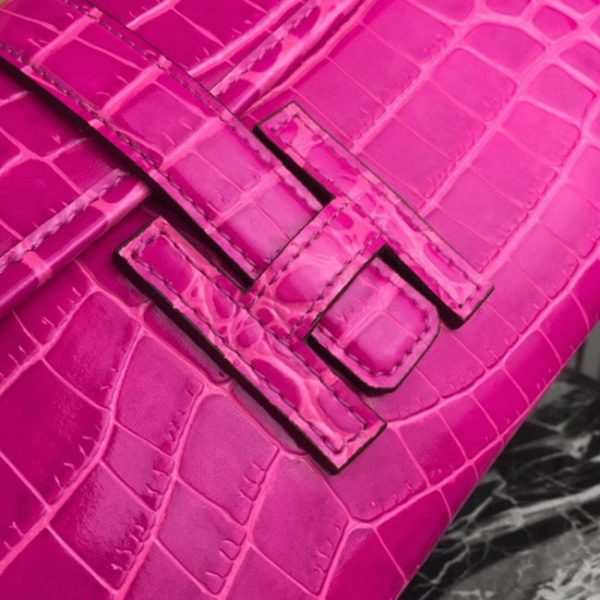 Réplique Hermès Jige Elan 29 Pochette Cuir Crocodile Rouge Rose – Image 5