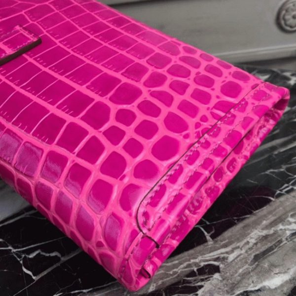 Réplique Hermès Jige Elan 29 Pochette Cuir Crocodile Rouge Rose – Image 3