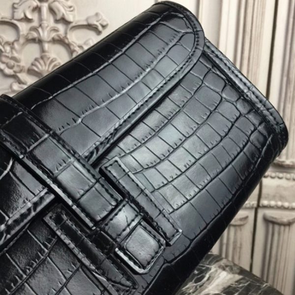 Réplique Hermès Jige Elan Pochette Cuir Crocodile Bleu électrique – Image 3