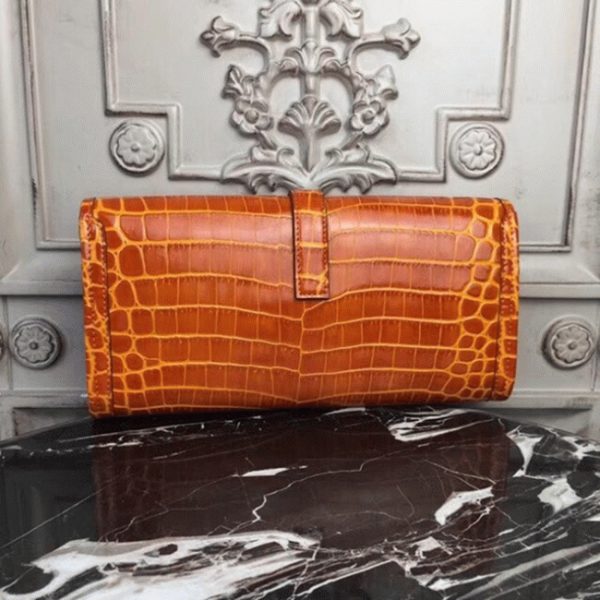 Contrefaçon Hermès Jige Elan Pochette Cuir Crocodile Orange – Image 6