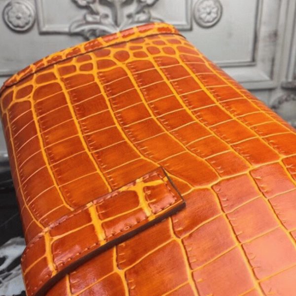 Contrefaçon Hermès Jige Elan Pochette Cuir Crocodile Orange – Image 3