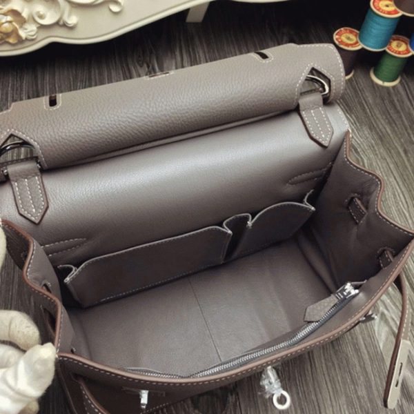 Contrefaçon Hermès Jypsiere 31cm Sac à Main Gris Grand – Image 7