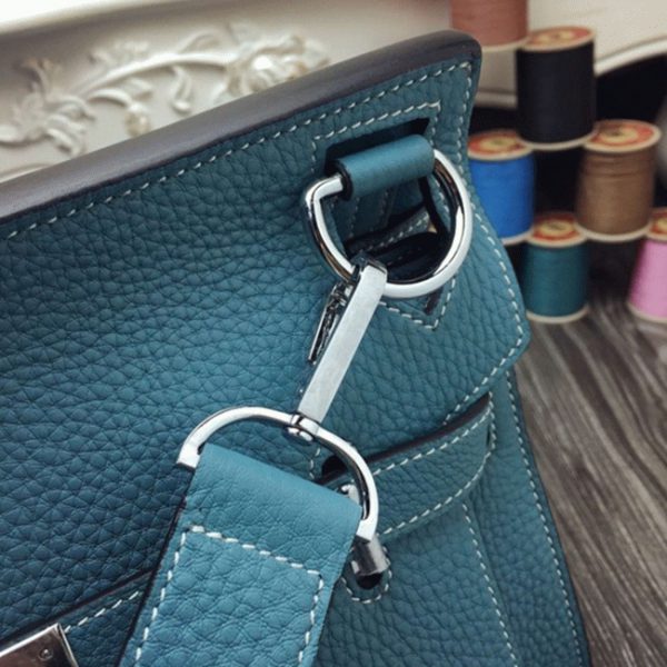 Contrefaçon Hermès Jypsiere 31cm Sac à Main Bleu Jean – Image 8