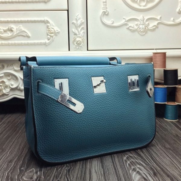 Contrefaçon Hermès Jypsiere 31cm Sac à Main Bleu Jean – Image 7