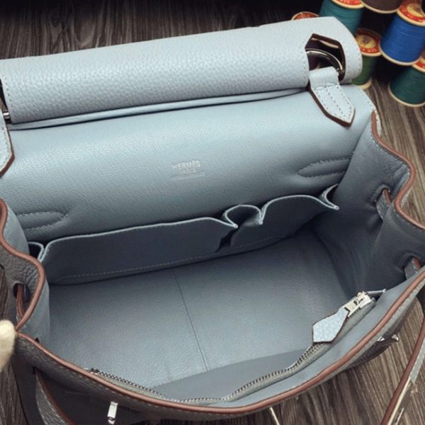 Faux Créateur Hermès Jypsiere 31cm Sac à Main Bleu Lin – Image 5