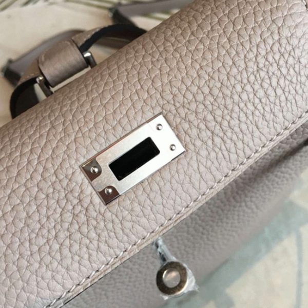 Réplique Haute Qualité Sac à dos Hermès Kelly Ado PM Gris Asphalte Clémence – Image 6