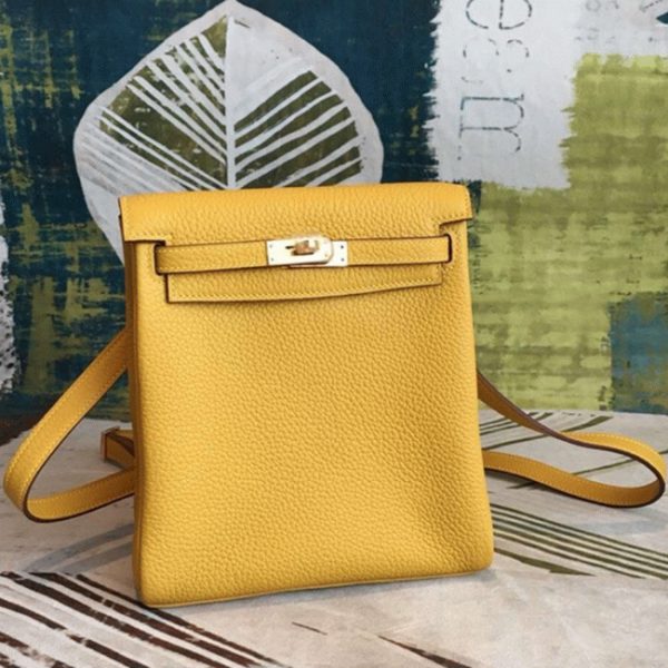 Fausse Sac à dos Hermès Kelly Ado PM Jaune Clémence