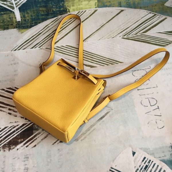 Fausse Sac à dos Hermès Kelly Ado PM Jaune Clémence – Image 7