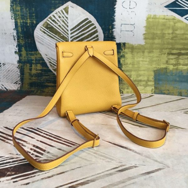 Fausse Sac à dos Hermès Kelly Ado PM Jaune Clémence – Image 5