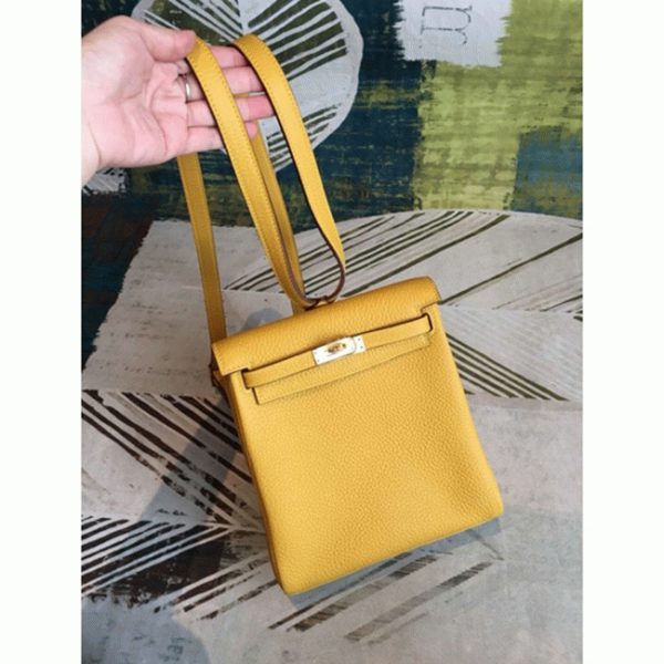 Fausse Sac à dos Hermès Kelly Ado PM Jaune Clémence – Image 2