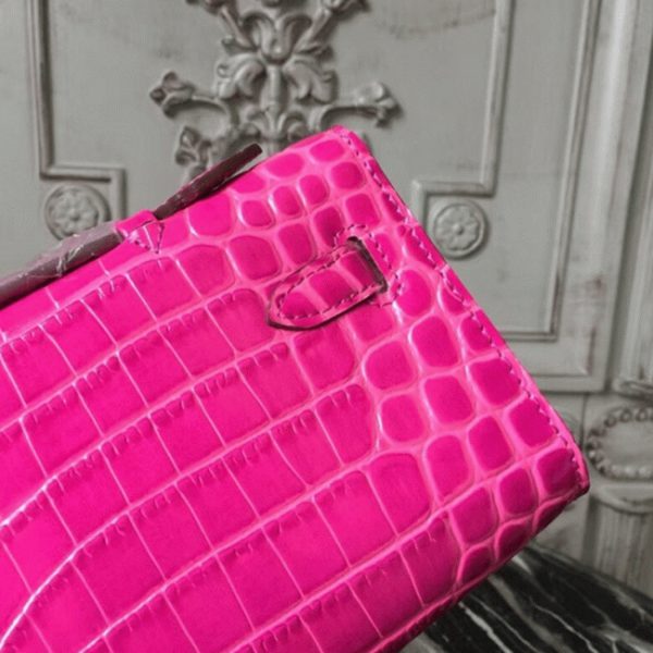 Réplique Hermès Kelly Cut Crocodile Rose Rouge – Image 4