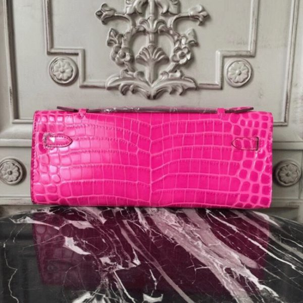 Réplique Hermès Kelly Cut Crocodile Rose Rouge – Image 3