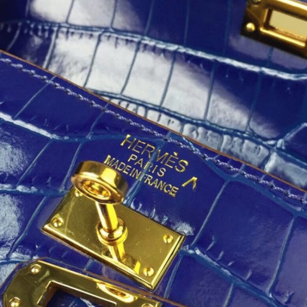 Réplique Pochette Hermès Kelly Cut Crocodile Bleu électrique – Image 3