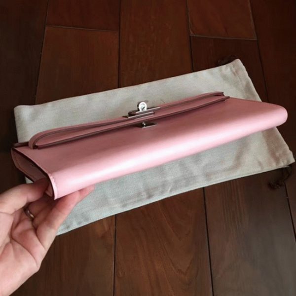 Contrefaçon Pochette Hermès Kelly Cut Rose Dragée Swift – Image 8