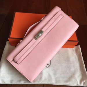 Contrefaçon Pochette Hermès Kelly Cut Rose Dragée Swift