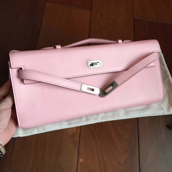 Contrefaçon Pochette Hermès Kelly Cut Rose Dragée Swift – Image 5
